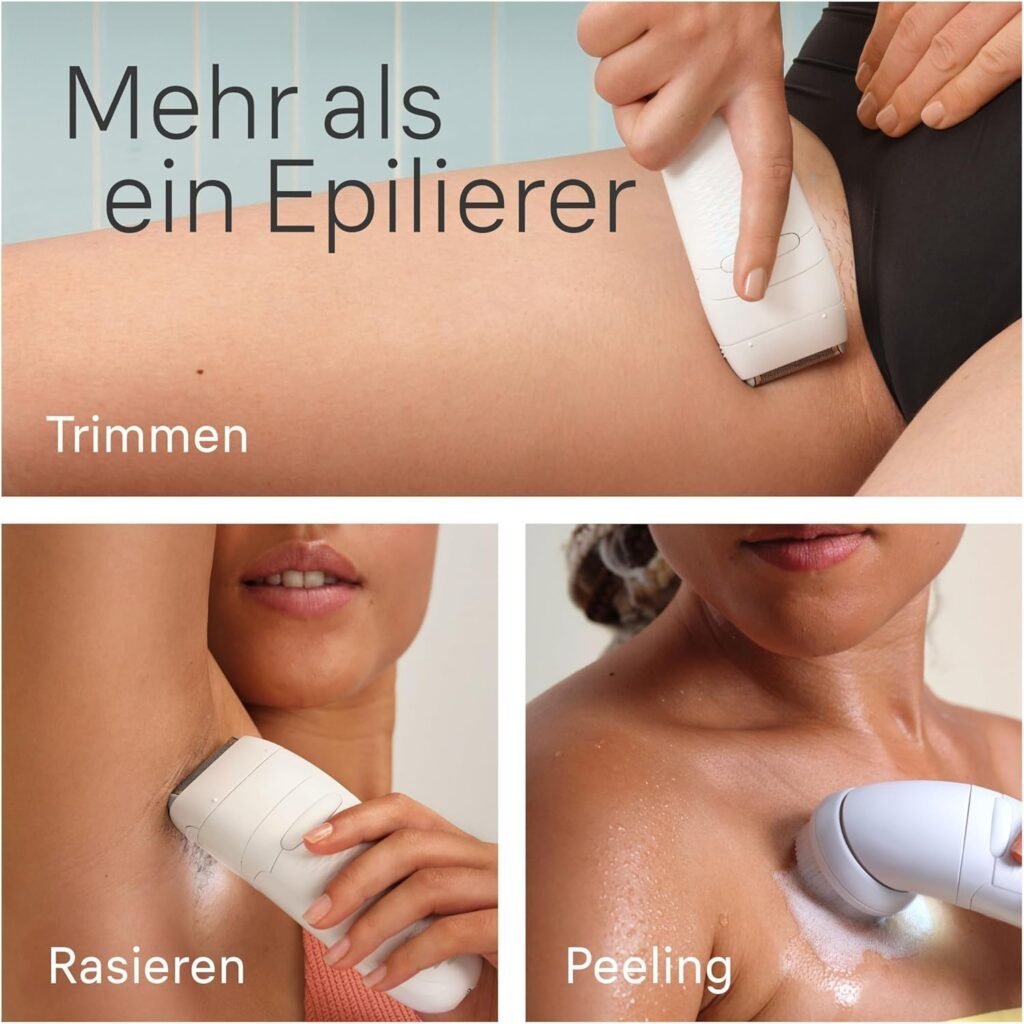 Braun Silk-épil 5 Damen-Epilierer für langanhaltende Haarentfernung. Ladyshaver, Trimmer-Aufsatz und Peeling-Aufsatz inklusive. Made in Germany. Weiß/Flamingo Pink.