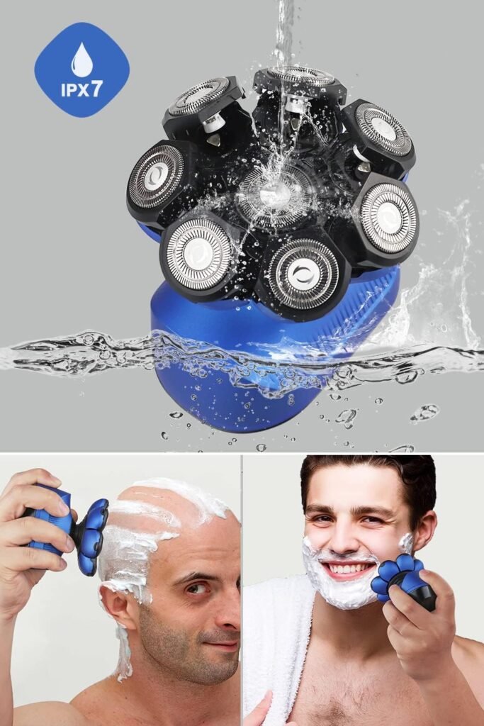 Glatzenrasierer Herren Elektrisch mit 8 Scherköpfen, 5-in-1 Elektrorasierer, 8D Flex Heads Kopfrasierer für Glatzenbildung, Gesicht, Körper, Nass- & Trockenrasierer, 180 Minuten Laufzeit, Geschenk Mann - Elektrischer Rasierer für Männer mit vielseitiger Anwendung, lange Akkulaufzeit und hochwertigen Scherköpfen. Das ideale Geschenk für jeden Mann. Warten Sie nicht länger und sichern Sie sich jetzt Ihren Glatzenrasierer! #Glatzenrasierer #Herrenrasierer #Elektrorasierer