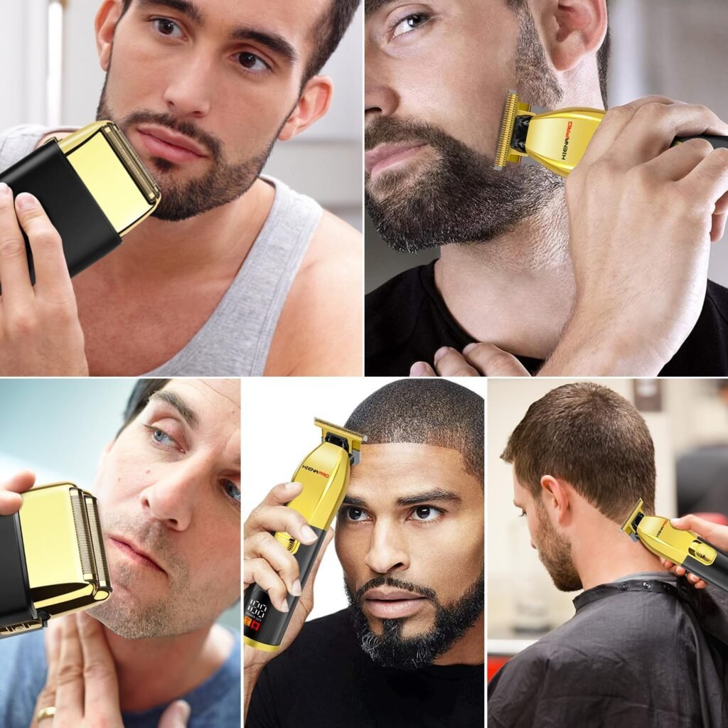 Hiena PRO Folienrasierer Herren Elektrorasierer - Haarschneider Set, Bartschneider, T-förmiger Trimmer - Zero Machine Hair - Epilierer Herrenfriseur, Langhaarschneider Kit.