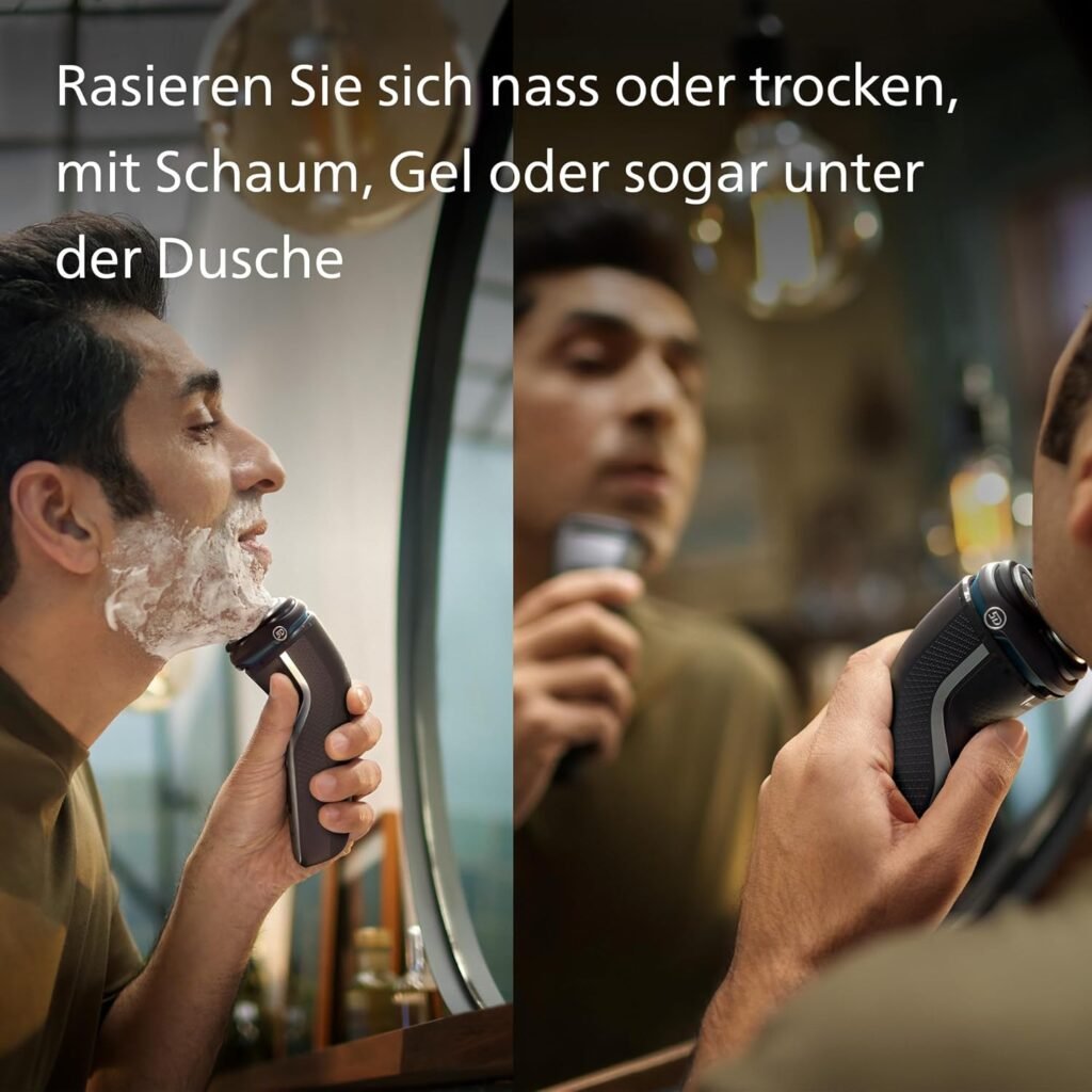 Philips Shaver Series 3000 - Elektrischer Nass- und Trockenrasierer für Männer in Schwarz mit SkinProtect-Technologie, ausklappbarem Bartschneider und Reisetasche, kabellos (Modell S3241/12) - Effizientes Rasieren mit Philips Rasierer S3241/12