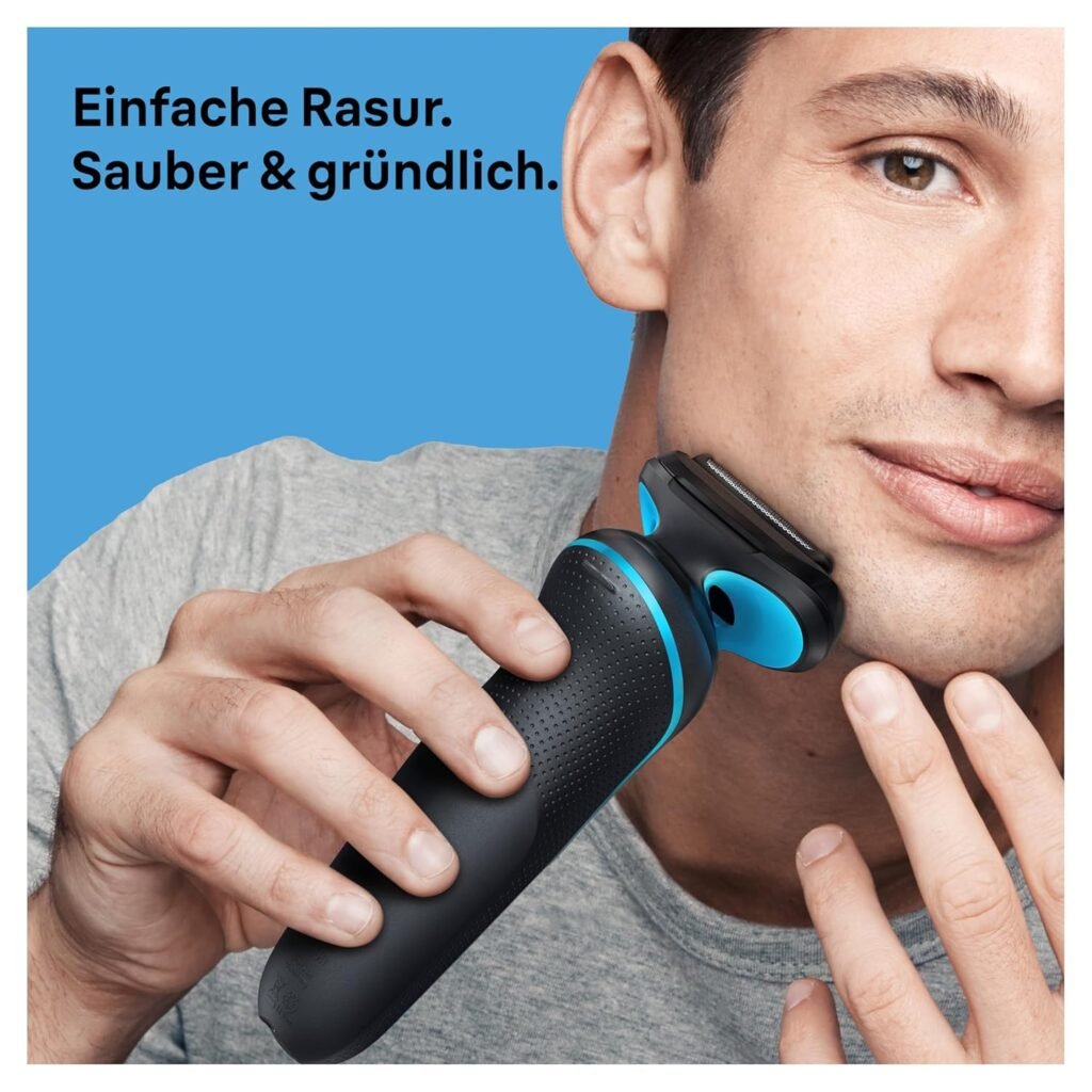 Braun Series 5 Elektrorasierer mit EasyClick Bartschneider-Aufsatz 51-M4500cs, Herren Elektro-Ladestation, EasyClean, Wet & Dry Rasierapparat, Trockenrasierer Made in Germany - Mintgrün.