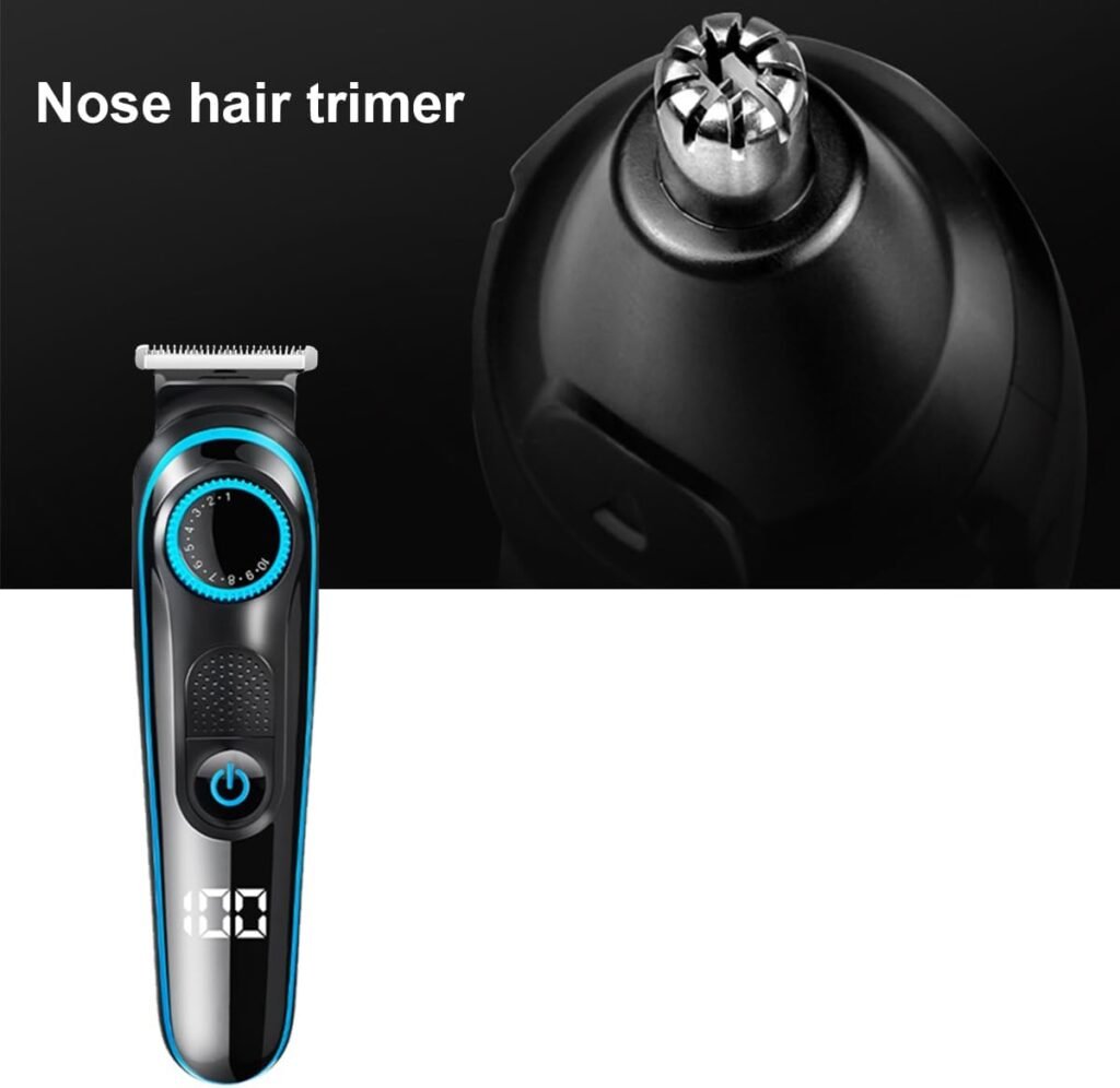 ABHI Elektrorasierer Kabellos für Herren mit 5-in-1 3D Präzisionstrimmer LED Display Bartschneider 1-10mm Verstellbare Kammaufsätze Rasierer Männer Elektrisch USB - Schwarz