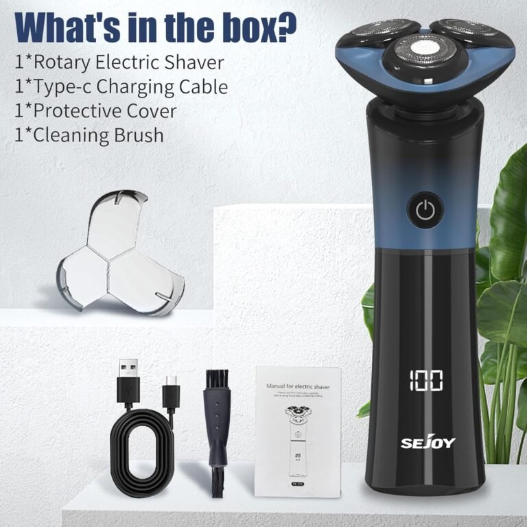Sejoy Elektrorasierer Herren - Wiederaufladbarer Magnetkopf - Schnellwechselklinge - Selbstschärfend - IPX6 - Langlebiger Elektrorasierer für Männer - Skyline