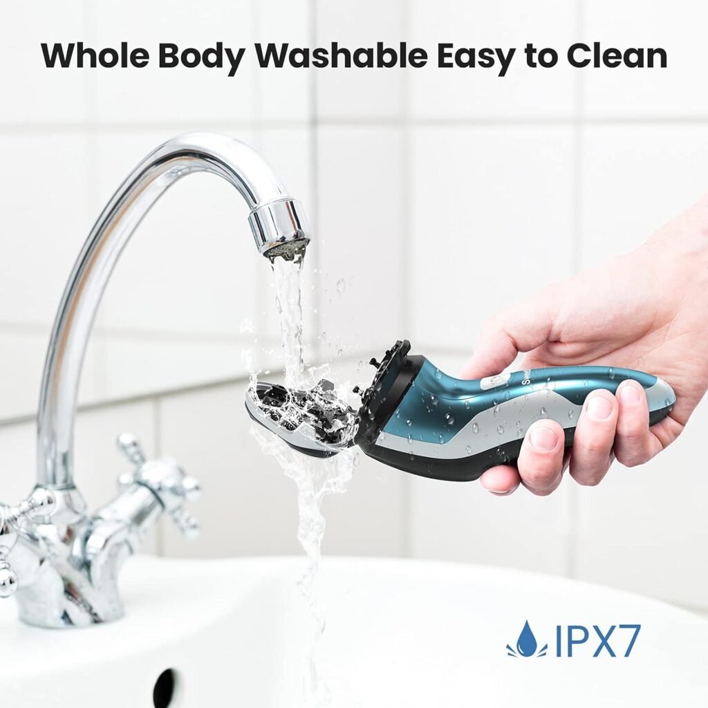 SweetLF Nass- und Trockenrasierer für Herren - elektrisch und wiederaufladbar_Rasierer mit 3 rotierenden Köpfen zum Bart rasieren - wasserdicht.