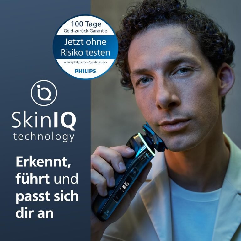 Philips Shaver S9000 - Elektrischer Nass- & Trockenrasierer für Männer, Dunkelchrom, Lift & Cut System, SkinIQ Technologie, Barttrimmer, Reinigungsstation, Ladestation & Reiseetui (Modell S9974/55)