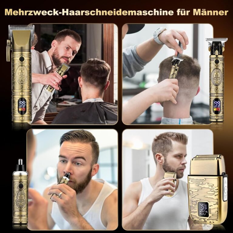 Professionelles Haarschneider-Set für Männer mit Elektrorasierer und LCD-Display - das perfekte Männerpflegeset und Geschenk für Ihn. Kabelloser Haarschnitt und präziser Bartschneider in einem praktischen Rasierapparat.