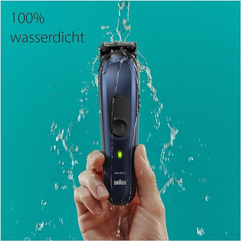 Braun MGK7410 All-In-One Bartpflege Bodygroomer Set, 10-in-1 Bartschneider/Barttrimmer, Nasenhaarschneider, Herrenhaarschneider, wasserfest, 100 Minuten kabellose Laufzeit - Bild eines vielseitigen Herrenpflegesets mit Barttrimmer, Haarschneider und Nasenhaarschneider, wasserfest und mit langer Akkulaufzeit.
