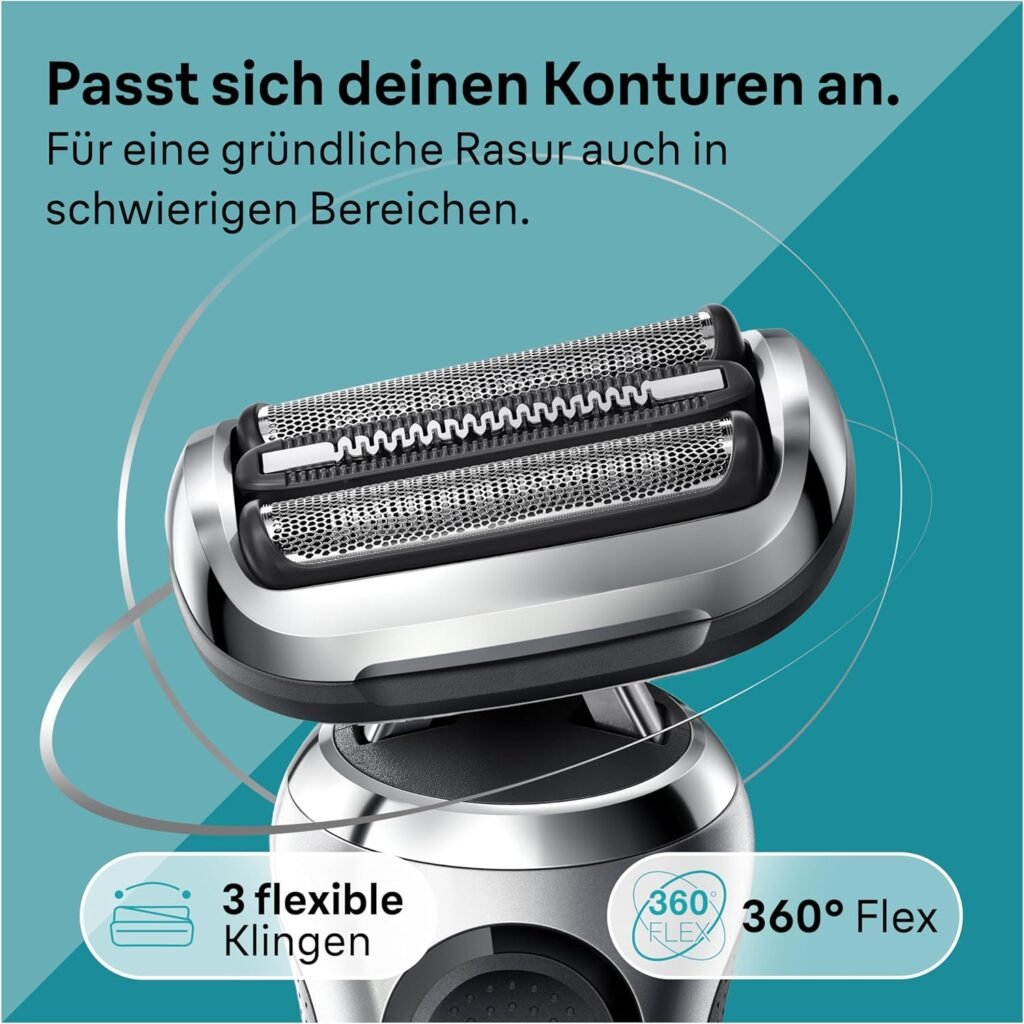 Braun Series 7 Elektrorasierer 360° Flex mit Reinigungsstation, Trimmer & Rasierer Herren elektrisch, Nass & Trocken, Rasierapparat, Trockenrasierer, Made in Germany, 71-S7200cc, Silber - Hochwertiger Rasierapparat für Herren, praktisch und effizient. Made in Germany. Schnell und gründlich rasieren mit Braun Series 7 Elektrorasierer.