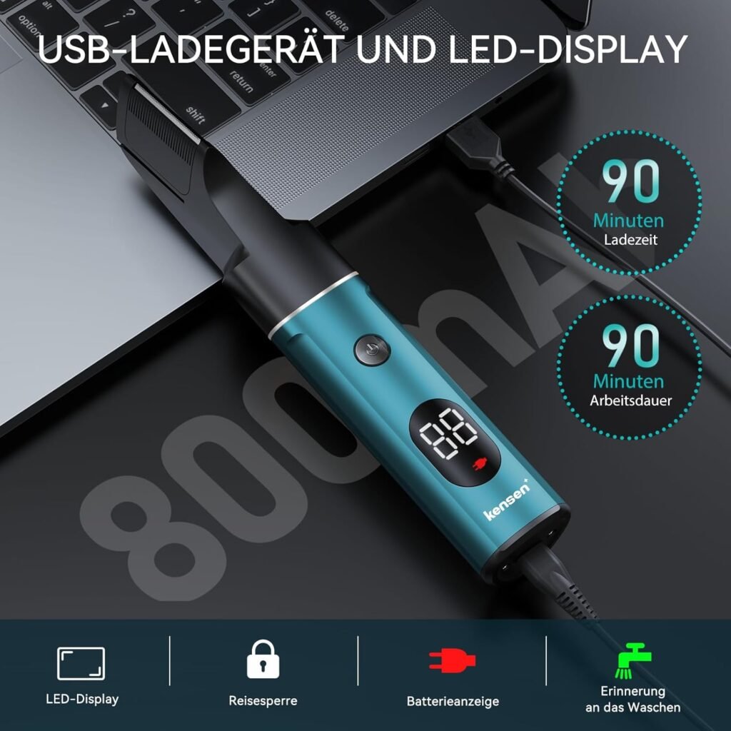 Kensen Intimrasierer Herren, 3-in-1 Körperrasierer, Männer Intimbereich Körperrasierer, Wasserfester Bodytrimmer, Nass/Trocken, Wiederaufladbar Achseln, Leistengegend, Rücken, Brust - Hochwertiger Bodytrimmer für Männer, ideal für die Rasur von Achseln, Leistengegend, Rücken und Brust. Wasserdicht und wiederaufladbar, für eine sanfte Rasur im Nass- oder Trockenbetrieb.