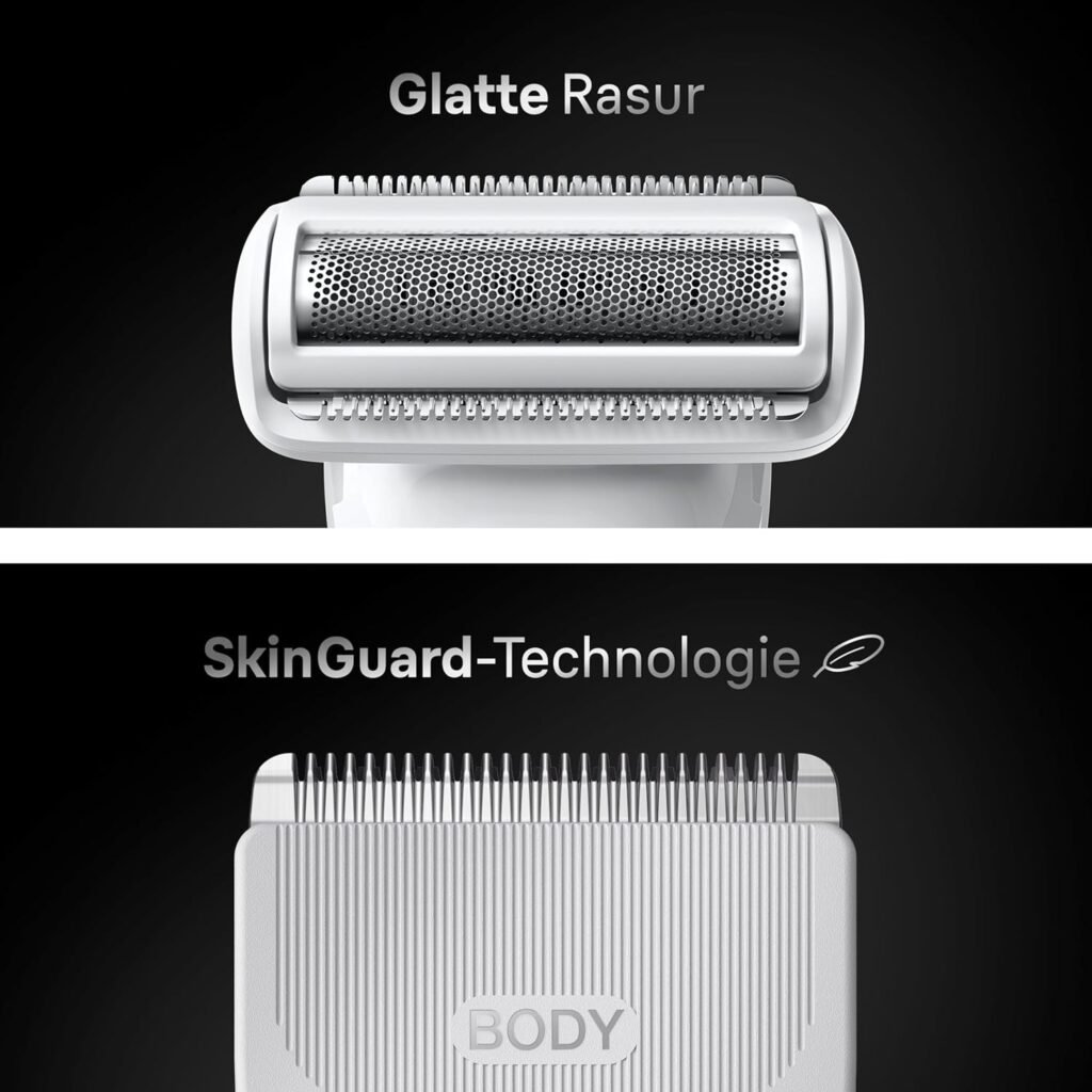 Braun Bodygroomer Series 7 BG7555 - Grau, Wasserfest, 100-Minuten-Akku, Trimmen & Rasieren, Smartlight & SkinGuard, Zubehörteile, SensitiveTrim-Aufsatz - Sanft zu empfindlichen Bereichen.