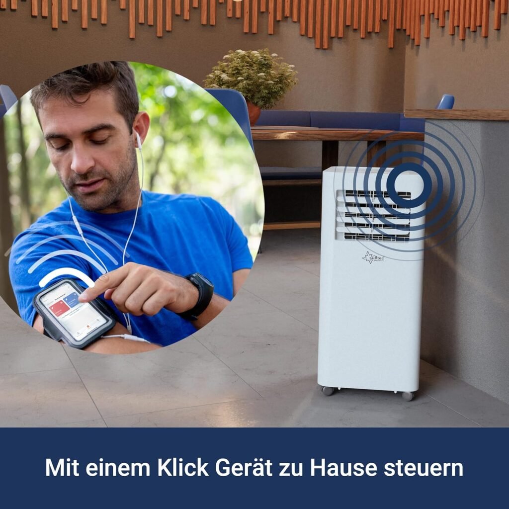 SUNTEC Comfort 9.0 Eco R290 App Mobile Klimaanlage – Mobiles und leises Klimagerät mit smarter App-Steuerung – Luftentfeuchter für Räume bis 34 m² – Mobile Kühlung in Zuhause & Büro – 9.000 BTU - Klimaanlage für Zuhause und Büro - Effiziente Kühlung und Luftentfeuchtung - Einfache Steuerung per App - Ideal für Räume bis 34 m².