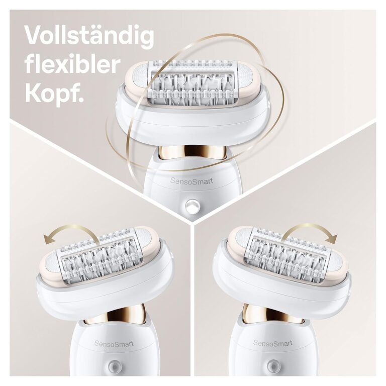 Braun Silk-épil 9 Flex 9100 Beauty Set - Epilierer für Damen, mit flexiblem Kopf für einfachere Haarentfernung, Weiß/Gold - Bild eines innovativen Epiliergeräts für Frauen mit flexiblem Kopf, das die Haarentfernung erleichtert. Ideal für eine sanfte und effektive Enthaarung.