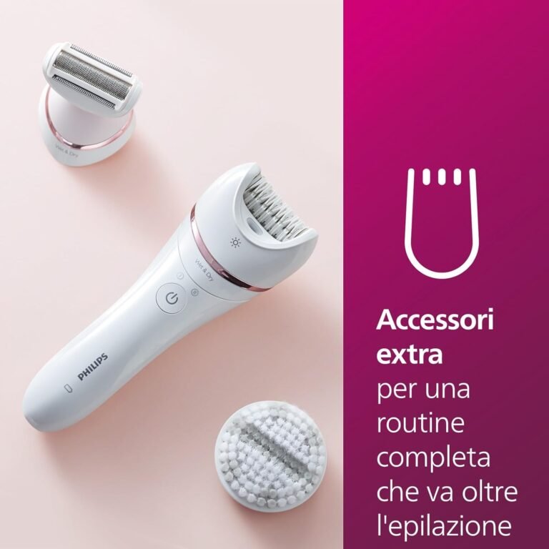 Philips Epilator Series 8000 - Kabelloser Nass- und Trockenepilierer für Beine und Körper - Haarentfernungsgerät mit 8 Aufsätzen - Rasierer, Langhaarschneider und Körperpeelinggerät - BRE735/00