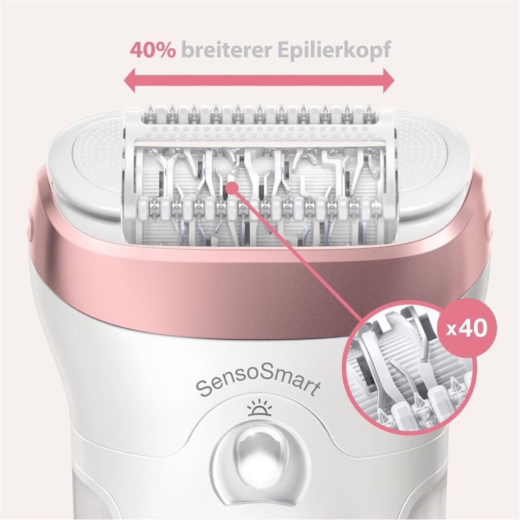 Braun Silk-épil 9 Damen Epilierer für langanhaltende Haarentfernung - Rasier- und Trimmeraufsatz inklusive - Micro Grip Pinzettentechnologie - Hochfrequenz-Massageaufsatz - Weiß/Rose - Modell 9-725