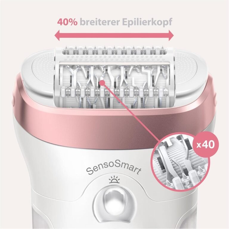 Braun Silk-épil 9 Damen Epilierer für langanhaltende Haarentfernung - Rasier- und Trimmeraufsatz inklusive - Micro Grip Pinzettentechnologie - Hochfrequenz-Massageaufsatz - Weiß/Rose - Modell 9-725