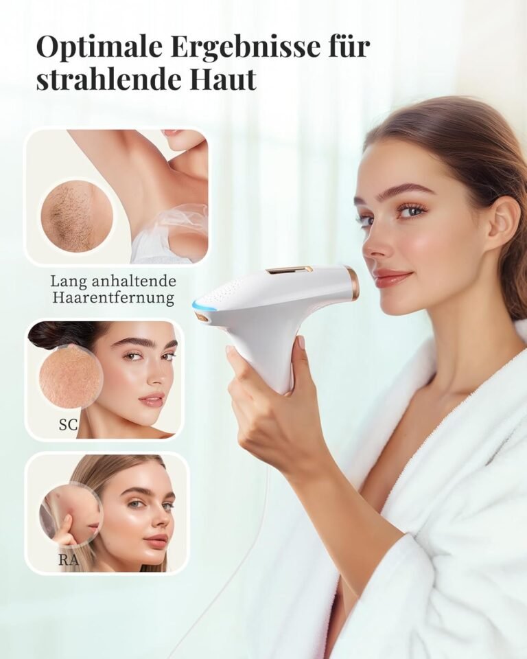 Haarlosy IPL Geräte Haarentfernung Laser - Schmerzloses Haarentfernungsgerät mit 3 erweiterten Funktionen HR/SC/RA, 9 Energiestufen, 999.900 Lichtimpulse für Männer, Frauen, Ideal für Gesicht, Bikinizone, Körper.