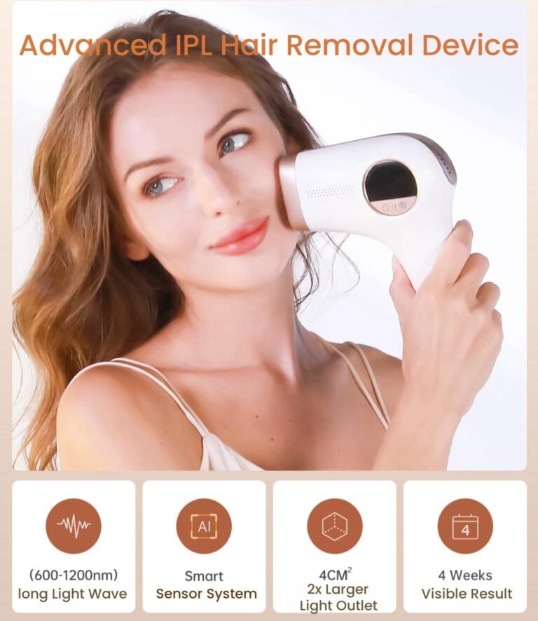 Effizientes IPL-Gerät zur Haarentfernung mit 5 Energiestufen, ideal für Männer und Frauen. Entfernen Sie Haare im Gesicht, Achseln, Beine und am Körper zu Hause. Sichere und schmerzfreie IPL-Technologie für langanhaltend glatte Haut.