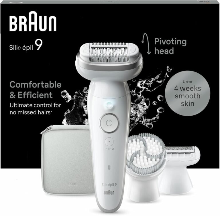 Braun Silk-épil 9 Damen-Epilierer für Frauen - elektrischer Epilierer mit flexiblem Kopf für einfaches Epilieren. Nass & Trocken für lange glatte Haut. 9-061 in elegantem Weiß/Silber.