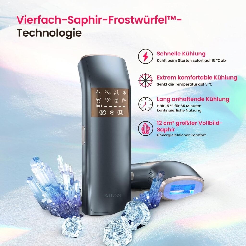 IPL-Laser-Epilierer Saphir: Vollbild, kalt und schmerzlos, professioneller Epilierer mit ultraschnellen Impulsen. Grün.