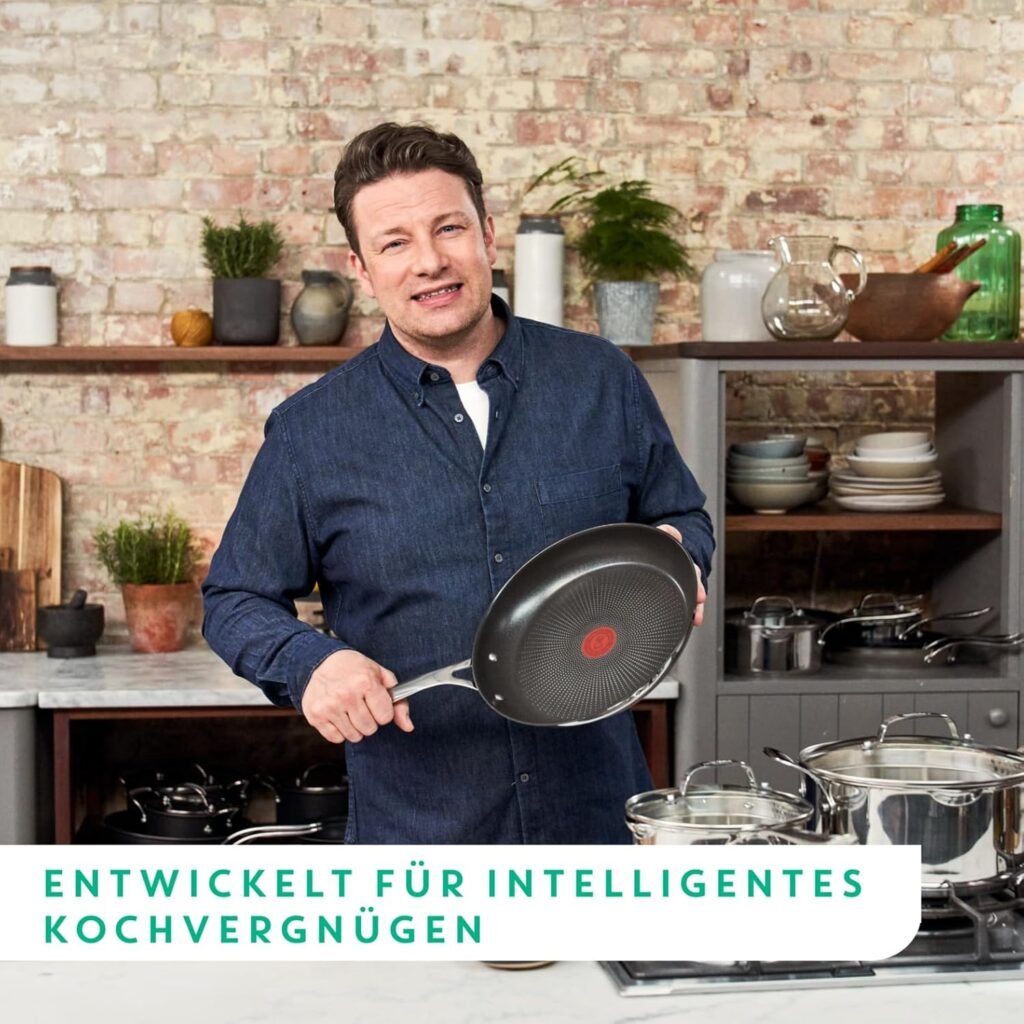 Jamie Oliver by Tefal Cook's Direct Edelstahlpfanne 28 cm - Antihaftbeschichtung und backofenfest. Perfekt für Induktion, mit genietetem Griff. Jetzt zum Bestpreis kaufen!