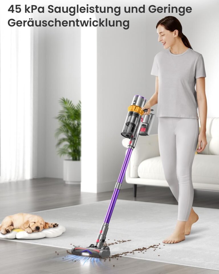 Anyson 45000Pa 550W 70Min Staubsauger Kabellos 1.6L Akku Staubsauger - leise und kraftvoll. Perfekt für Hartböden, Teppiche und Tierhaare. Inklusive LED Display, Selbstladender Akkustaubsauger mit Anti-Tangle-Bürste für ein müheloses Reinigungserlebnis. Ideal für ein sauberes Zuhause!