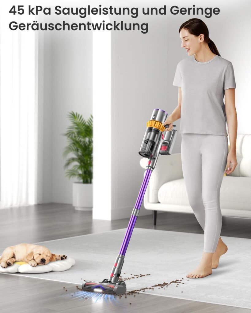 Anyson 45000Pa 550W 70Min Staubsauger Kabellos 1.6L Akku Staubsauger - leise und kraftvoll. Perfekt für Hartböden, Teppiche und Tierhaare. Inklusive LED Display, Selbstladender Akkustaubsauger mit Anti-Tangle-Bürste für ein müheloses Reinigungserlebnis. Ideal für ein sauberes Zuhause!