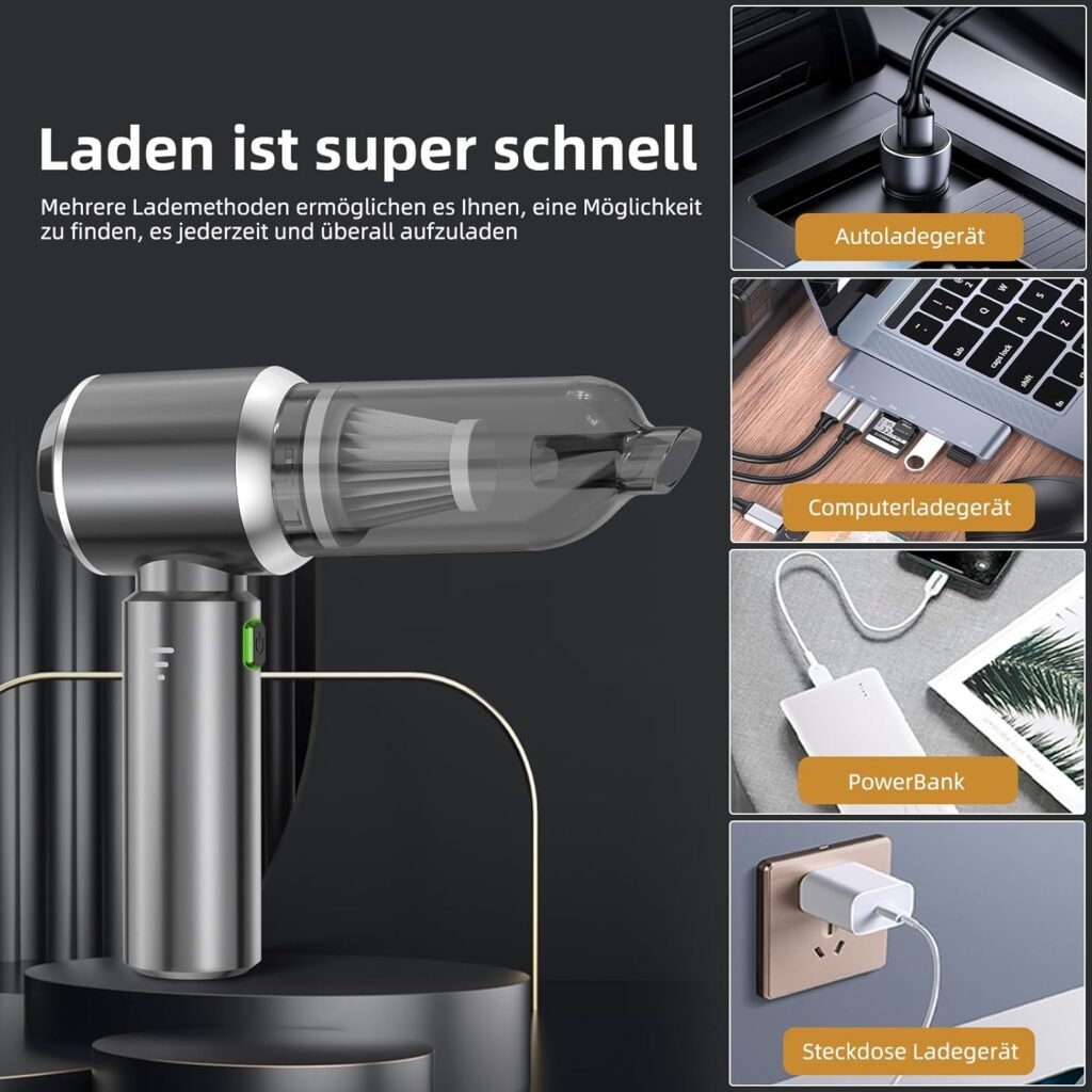 NVKHG Handstaubsauger Akku 18000Pa Autostaubsauger mit Bürstenloser Motor - 3-Gang Mini Staubsauger für Büro, Haus, Küche und Tierhaare - Kabellos und praktisch für den Alltag.