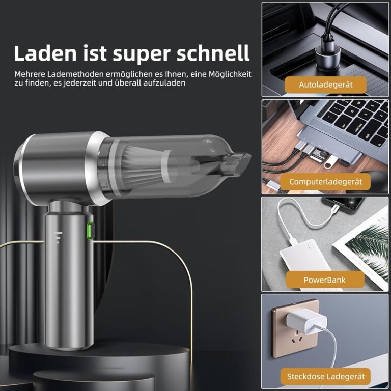 NVKHG Handstaubsauger Akku 18000Pa Autostaubsauger mit Bürstenloser Motor - 3-Gang Mini Staubsauger für Büro, Haus, Küche und Tierhaare - Kabellos und praktisch für den Alltag.