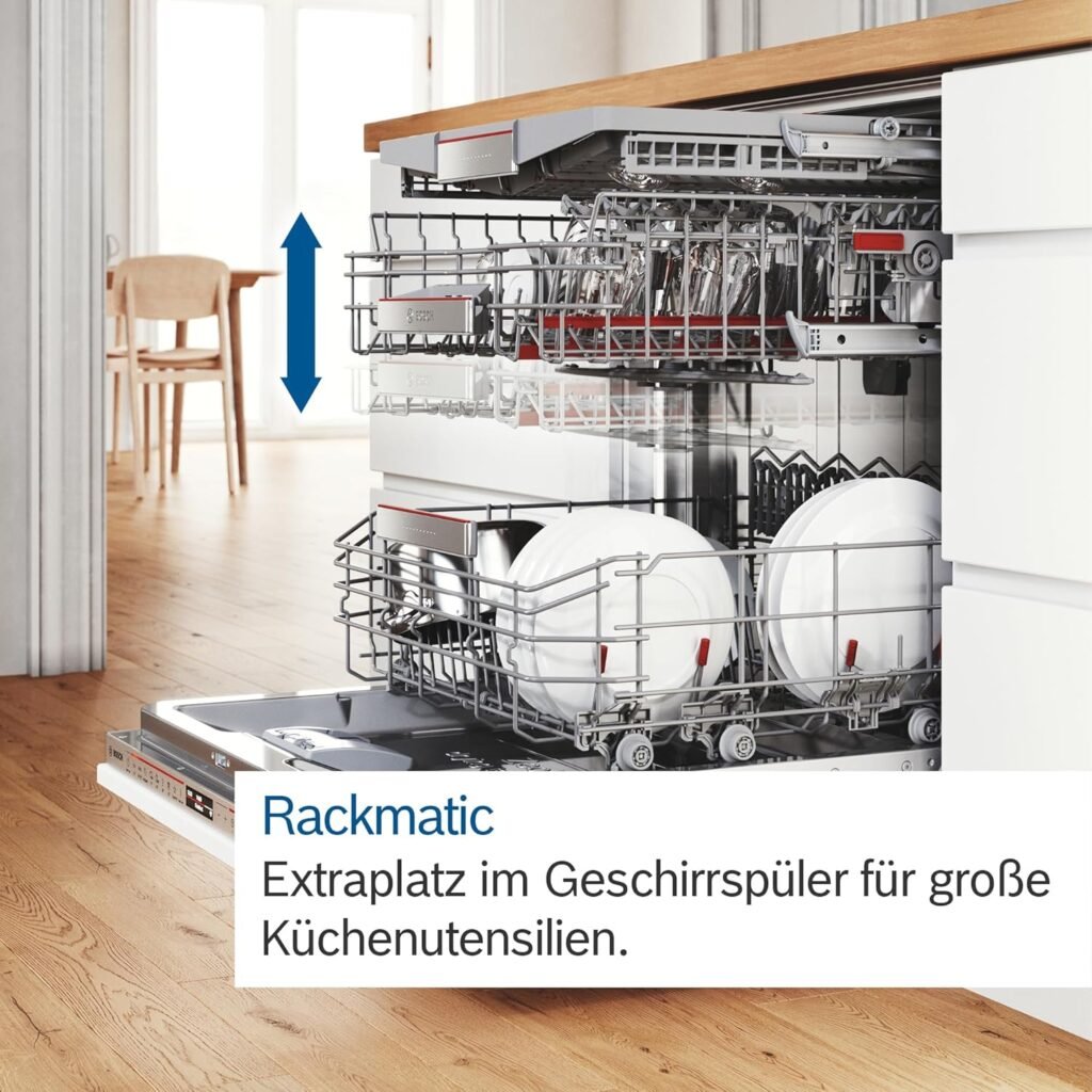 Bosch SMV4ETX08E, Serie 4, Smarter Geschirrspüler Vollintegriert 60 cm, Besteckkorb, Spülmaschine mit Programmassistent, besonders Leise, Rackmatic, Automatische Türöffnung, InfoLight, AquaStop.