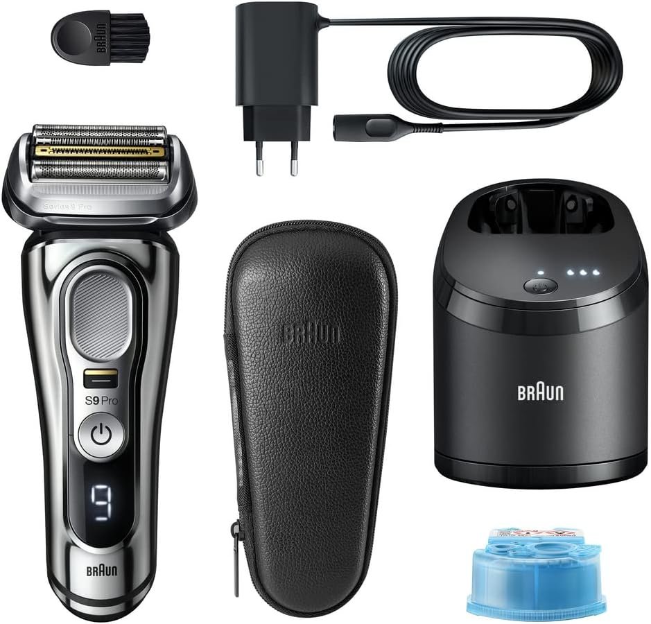 Braun Series 9 Pro Premium Elektrorasierer 9486cc - Herren-Elektrorasierer mit ProLift Trimmer, 5-in-1-Reinigungsstation, Made in Germany - Nass & Trocken - Chrom.