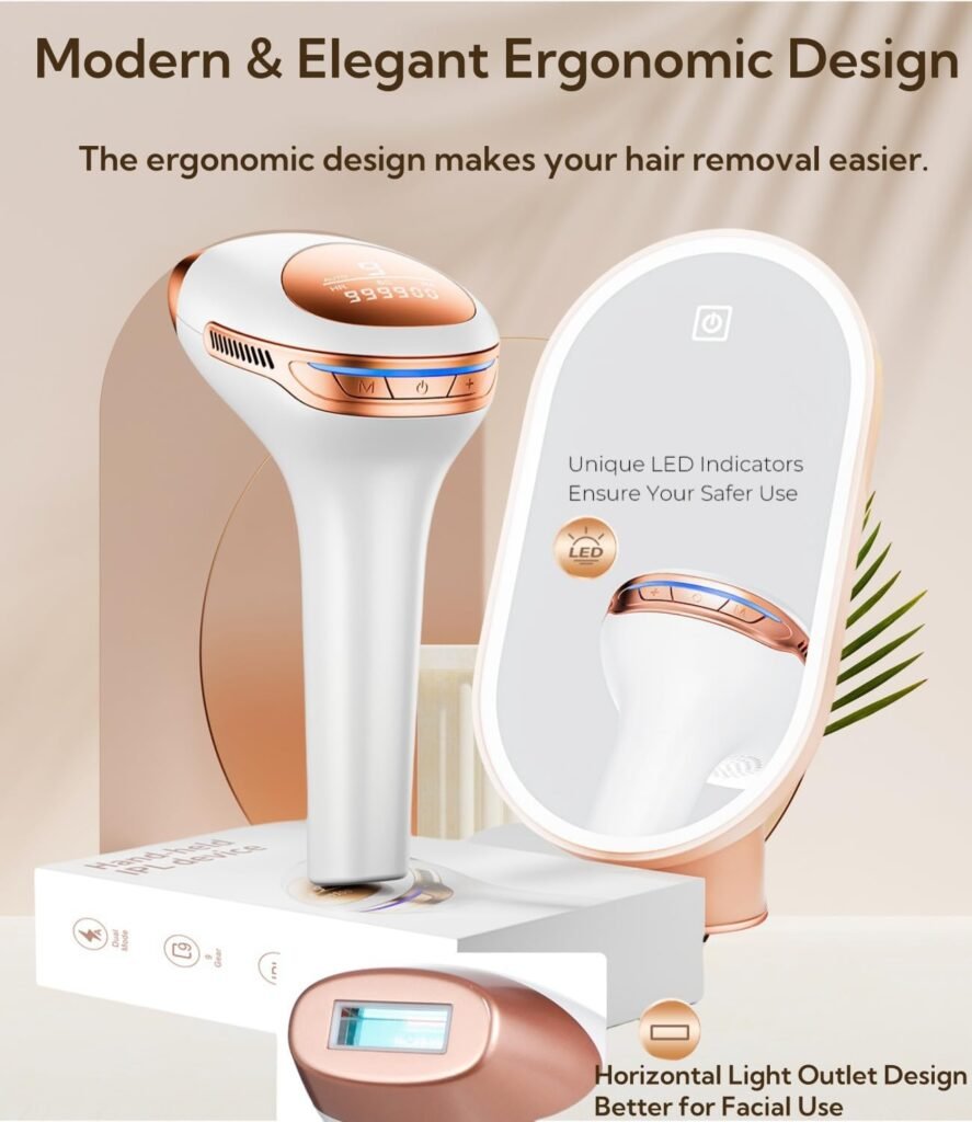 21J IPL-Geräte für effiziente Haarentfernung - mit 3 erweiterten Funktionen, 600-1200 NM und 9 Energiestufen für Frauen und Männer. Ideal für Gesicht, Bikinizone, Körper, Beine und Achseln. Sichere und schmerzfreie IPL-Laser-Haarentfernung.