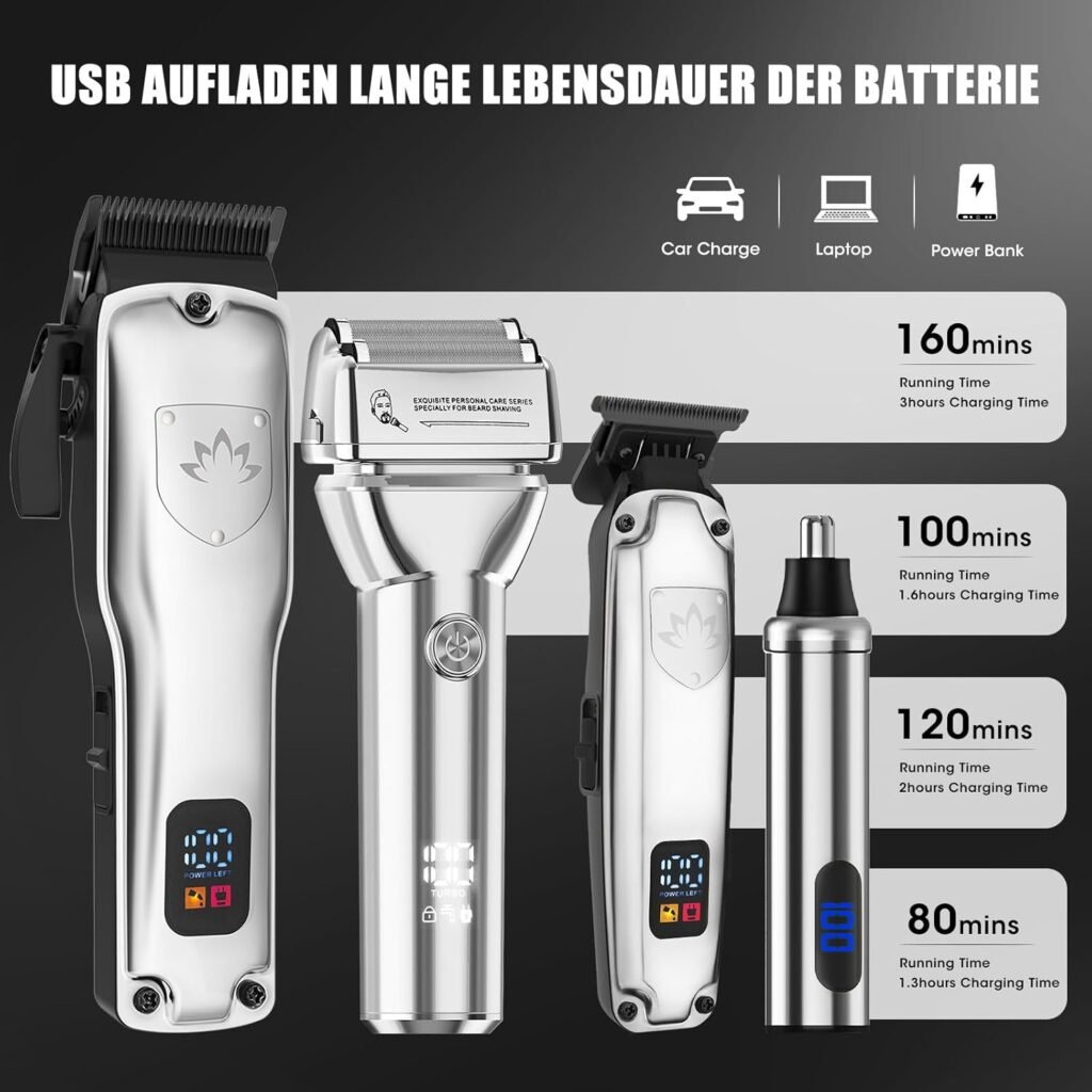 Conjunto de cortadora de cabello 4 en 1 Suttik para hombres, cortadora de cabello, recortadora de barba, cortadora de nariz y orejas, afeitadora eléctrica profesional, recargable, kit de peluquería, regalos para él