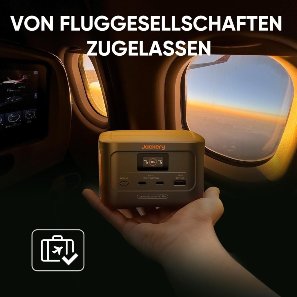Jackery Explorer 100 Plus Tragbares Kraftwerk, 99 Wh LiFePO4-Akku, Schnellladung, 3-Port 128 W Tragbarer Backup-Akku für den Reisenotfall - Zuverlässige Energie für unterwegs. Ideal für Notfälle auf Reisen. Sichern Sie sich jetzt Ihr tragbares Kraftwerk!