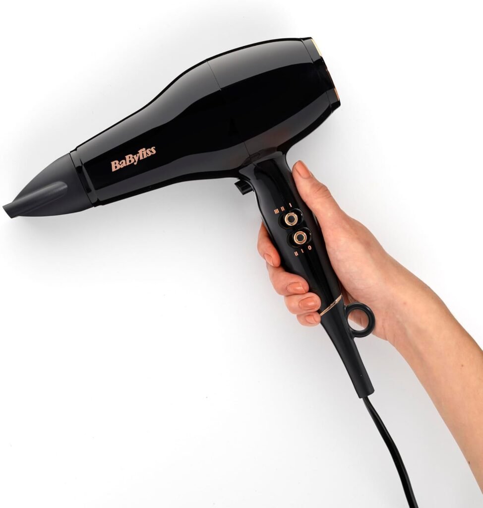 BaByliss Pro Power Haartrockner – Leistungsstarker 2300-W-Haartrockner, professioneller Salon-AC-Motor, Anti-Frizz-Ionen-Technologie, 3 Temperatureinstellungen und 2 Geschwindigkeitsstufen, Schwarz, D5245E
