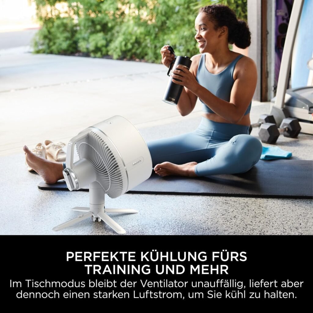 Shark FlexBreeze FA220EU Leiser Hybrid-Ventilator für den Innen- und Außenbereich - tragbar, kabelgebunden und kabellos, UV- und wasserbeständig, ultrastark und ultraleise in Weiß.