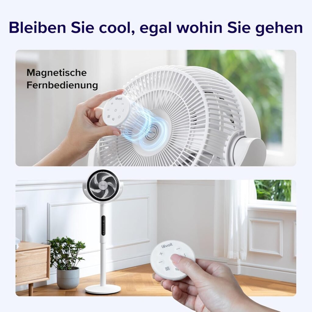Levoit 20 dB Standventilator: leiser Ventilator mit Fernbedienung, DC-Motor, 2465 m³/h Luftvolumen, 30 m Wurfweite & 4 Modi - Jetzt kaufen!