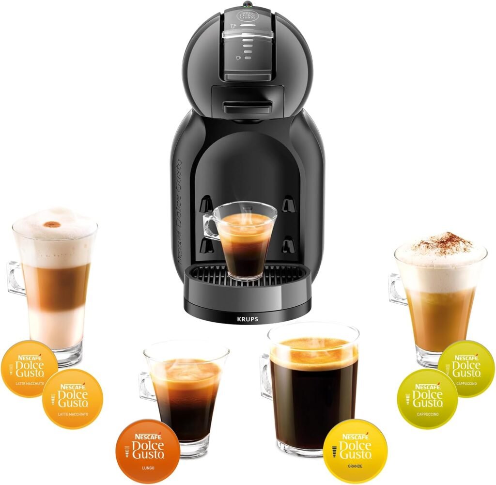 Krups Nescafé Dolce Gusto Mini Me Automatische Kaffeekapselmaschine Schwarz Anthrazit - Kaffeemaschine für Zuhause mit Stil.