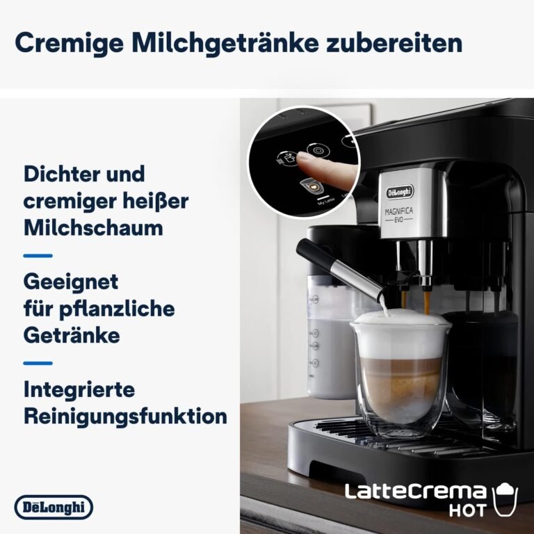De'Longhi Magnifica Evo ECAM 292.81.B Kaffeevollautomat mit LatteCrema-Milchsystem, 7 Direktwahltasten für Cappuccino, Espresso und andere Kaffeespezialitäten, 2-Tassen-Funktion- Bild anzeigen