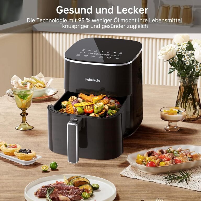 Fabuletta Heißluftfritteuse 5,7 l, 11-in-1 Air Fryer, Max 230°C Heißluftfritteuse, Digitaler Timer bis zu 6 Stunden, LED-Touchscreen AirFryer, Schnelles Aufheizen, Schüttelmodus, 95 % weniger Öl, 1950 W - Imagen del producto.