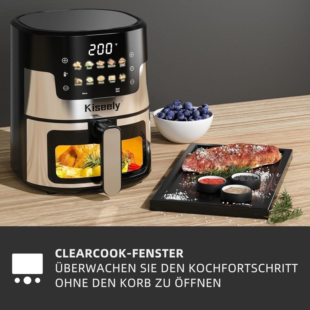 Heißluftfritteuse 6 Liter Airfryer mit Glas-Touchscreen 10-in-1 Edelstahl-Luftfritteuse mit automatischer Abschaltzeit und Temperaturregelung zum Frittieren, Backen, Grillen und Warmhalten. Kaufen Sie jetzt Ihre Heißluftfritteuse für eine einfache Zubereitung Ihrer Lieblingsgerichte!
