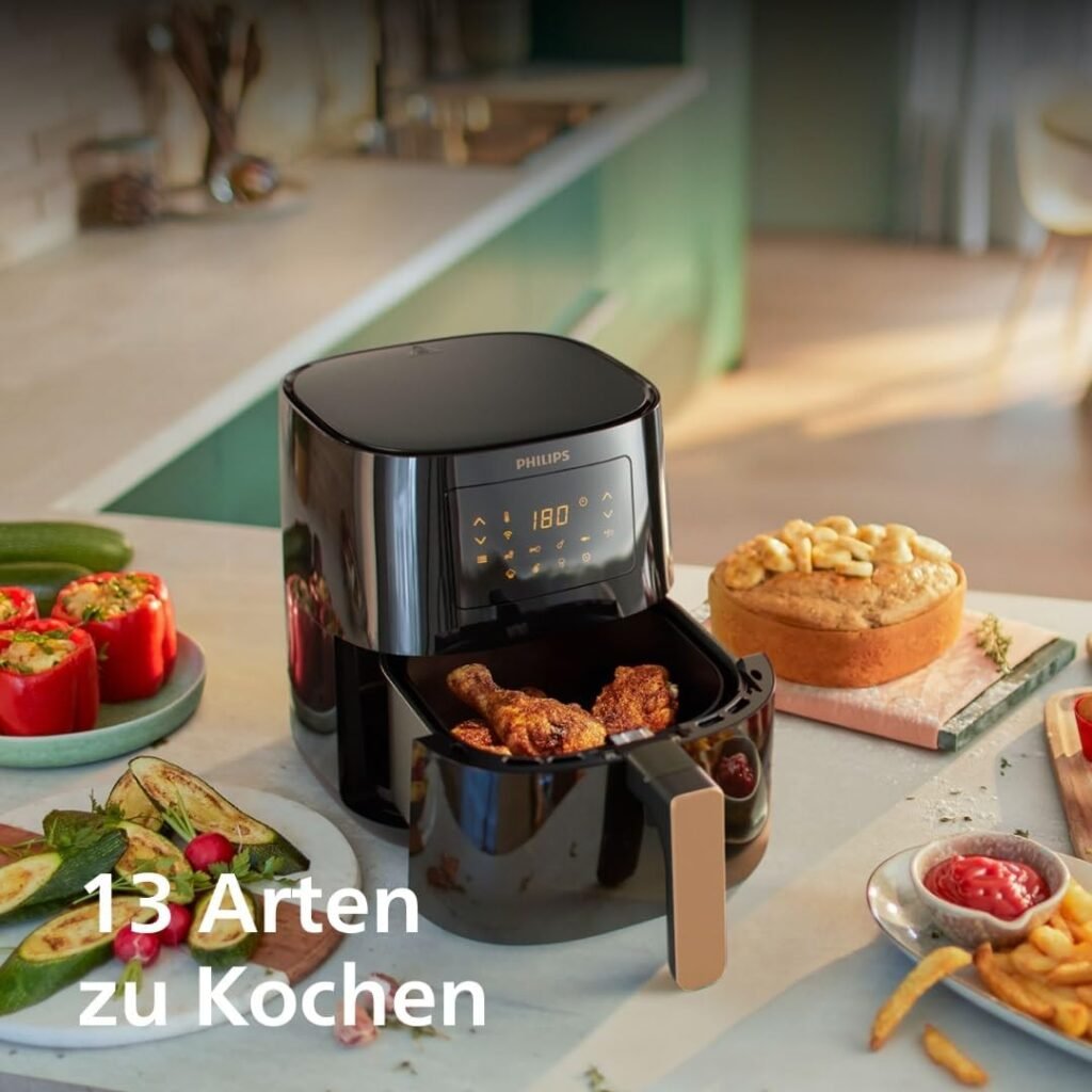 Philips Airfryer 5000 Series L, 4,1 l (0,8 kg), 13-in-1-Airfryer, WiFi-Verbindung, 90 % weniger Fett mit Rapid Air-Technologie, Rezept-App (HD9255/80) - Imagen del producto
