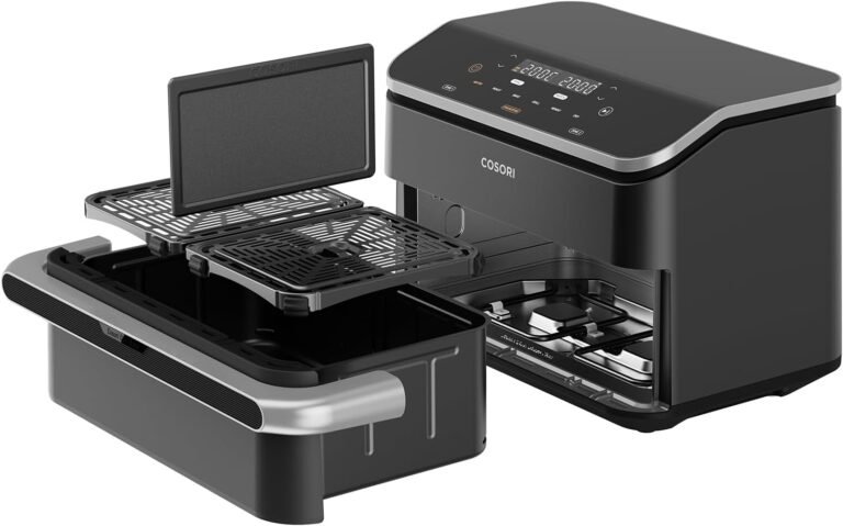 COSORI Heißluftfritteuse Dual Blaze TwinFry 10L, 4 Heizrohre und flexible Kammern, Even Heating Technology, Schwarz