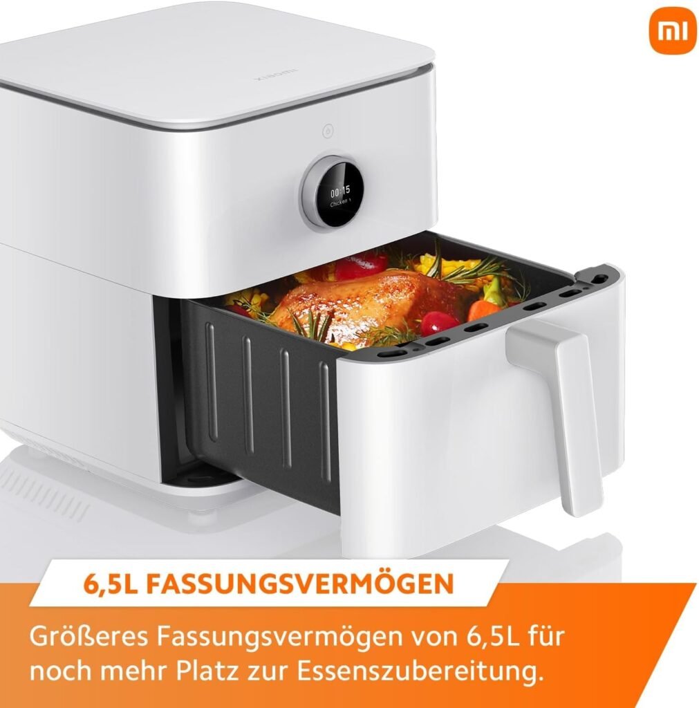 Xiaomi Smart Air Fryer 6,5 l Weiß - Freistehender Heißluftfritteuse mit 6,5 Liter Kapazität und intelligenten Funktionen. Perfekt für fettarmes Kochen und knusprige Ergebnisse. Holen Sie sich jetzt Ihre Xiaomi Heißluftfritteuse in Weiß!