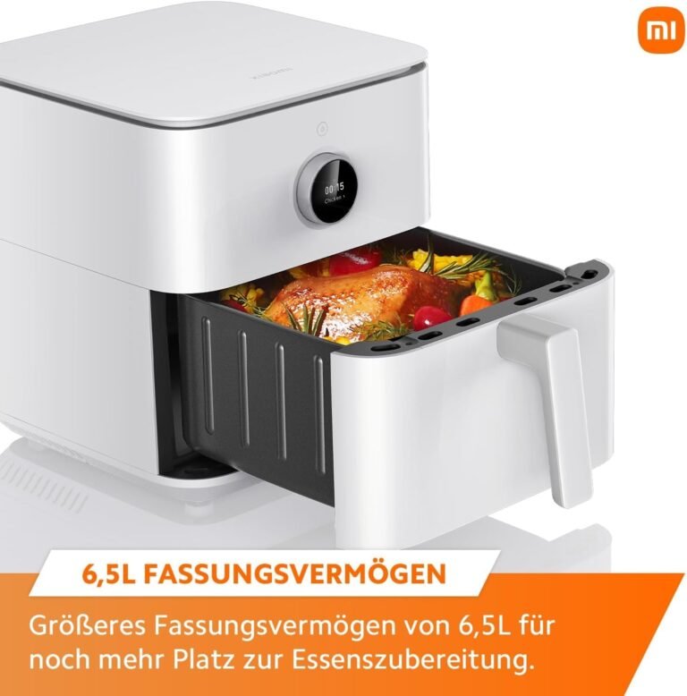 Xiaomi Smart Air Fryer 6,5 l Weiß - Freistehender Heißluftfritteuse mit 6,5 Liter Kapazität und intelligenten Funktionen. Perfekt für fettarmes Kochen und knusprige Ergebnisse. Holen Sie sich jetzt Ihre Xiaomi Heißluftfritteuse in Weiß!