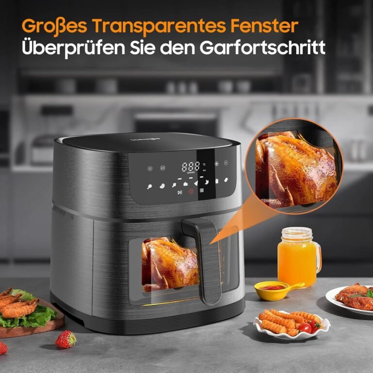 Iceagle XXL Air Fryer 9L - Heißluftfritteuse ohne Öl mit digitalem LED-Touchscreen und 8 Programmen. Entdecke den Shake-Modus und genieße köstliche Mahlzeiten mit 1800 W Leistung. Enthält ein praktisches Rezeptbuch für noch mehr Inspiration in der Küche. Ideal für gesunde und knusprige Gerichte. Erlebe eine neue Art des Frittierens!