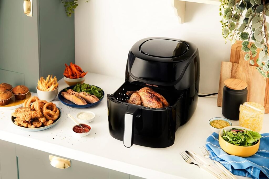 Russell Hobbs 27160-56 SatisFry Heißluftfritteuse L, 4L Rapid AirFryer - Sehr kleines Gehäuse, 7 Kochfunktionen, 10 Programme - Spülmaschinenfest, max. 220°C - Frittieren ohne Öl, Grillen, Backen, Braten etc.