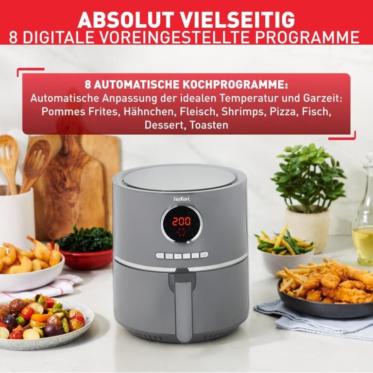 Tefal Ultra Fry Heißluftfritteuse EY111B - Gesunde Fritteuse ohne Öl für 6 Personen, 8 Garprogramme, Energiesparend - Grau.