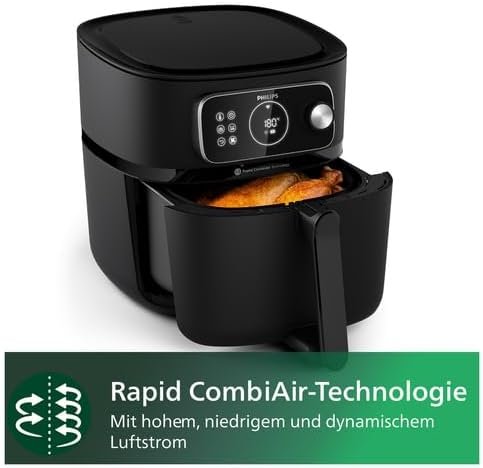 Philips Airfryer Combi 7000 Series XXL - 8,3 l (2 kg), 22-in-1 Heißluftfritteuse - Rapid CombiAir, WLAN-Verbindung - 99 % weniger Fettzugabe, HomeID App, Schwarz (HD9876/90) - Imagen del producto.